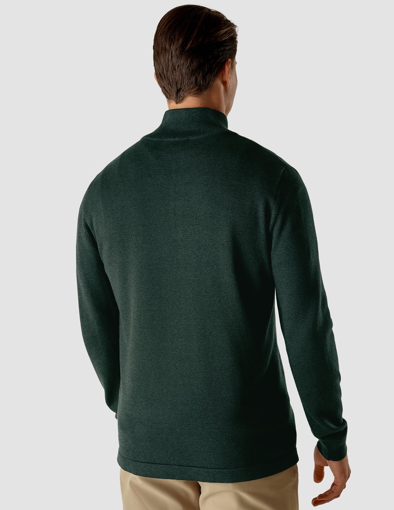 Fine Knit Half Zip Forest Green Molinaire
